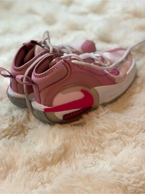 Nike Kids Pink Sneakers with Bright Pink Swoosh